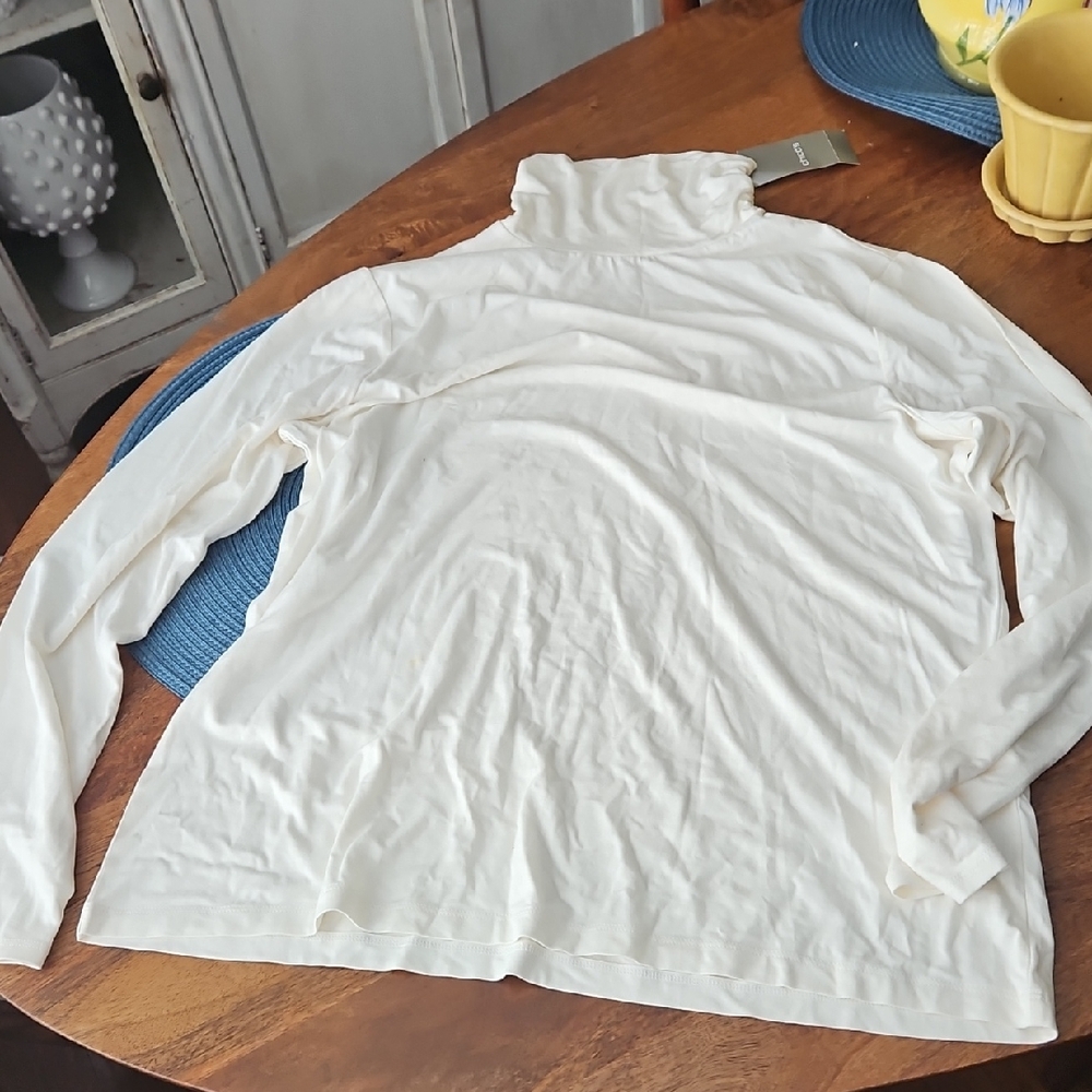Chicos Ecru Turtleneck Long Sleeve Top